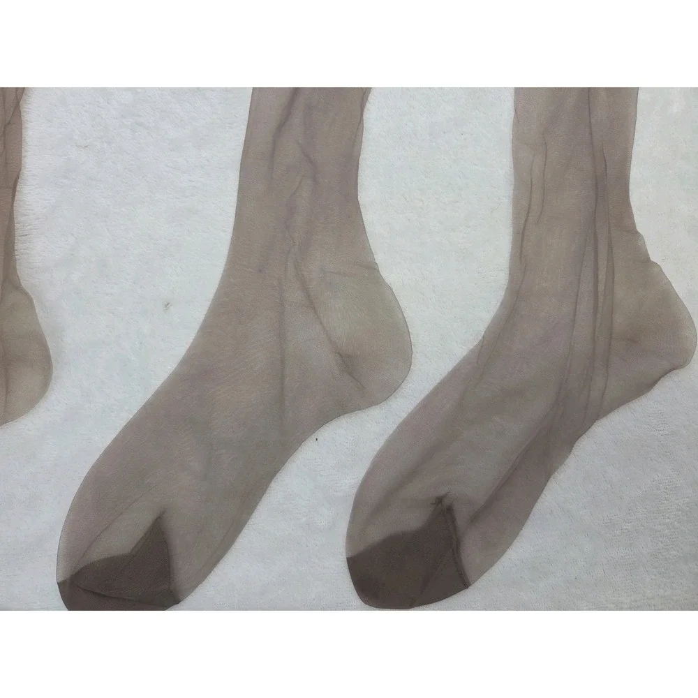 Vtg French Room Super Sheer Sandal Foot STANZA Garter Nylon Stockings Size 9 M